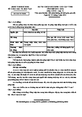 Đề thi học sinh giỏi Giáo dục công dân lớp 12 - Năm học 2015-2016 - Sở GD & ĐT Bắc Ninh